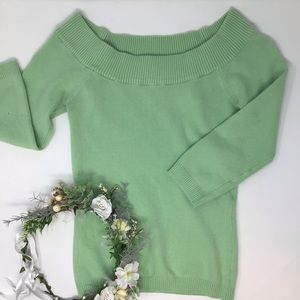 lime green aeropostale off the shoulder sweater